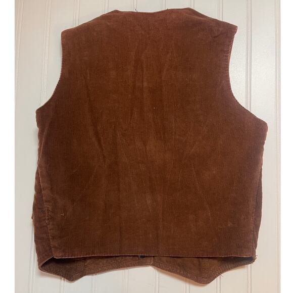 Vintage Reversible Leather Suede Corduroy Vest Pointed Front Waist Coat Small - Picture 6 of 8